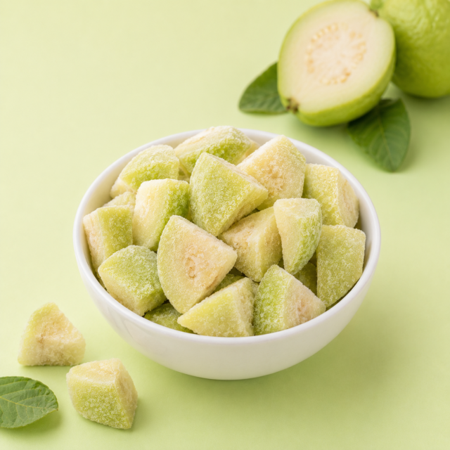 IQF Frozen Guava — White & Pink — placeholder artwork, product photography pending