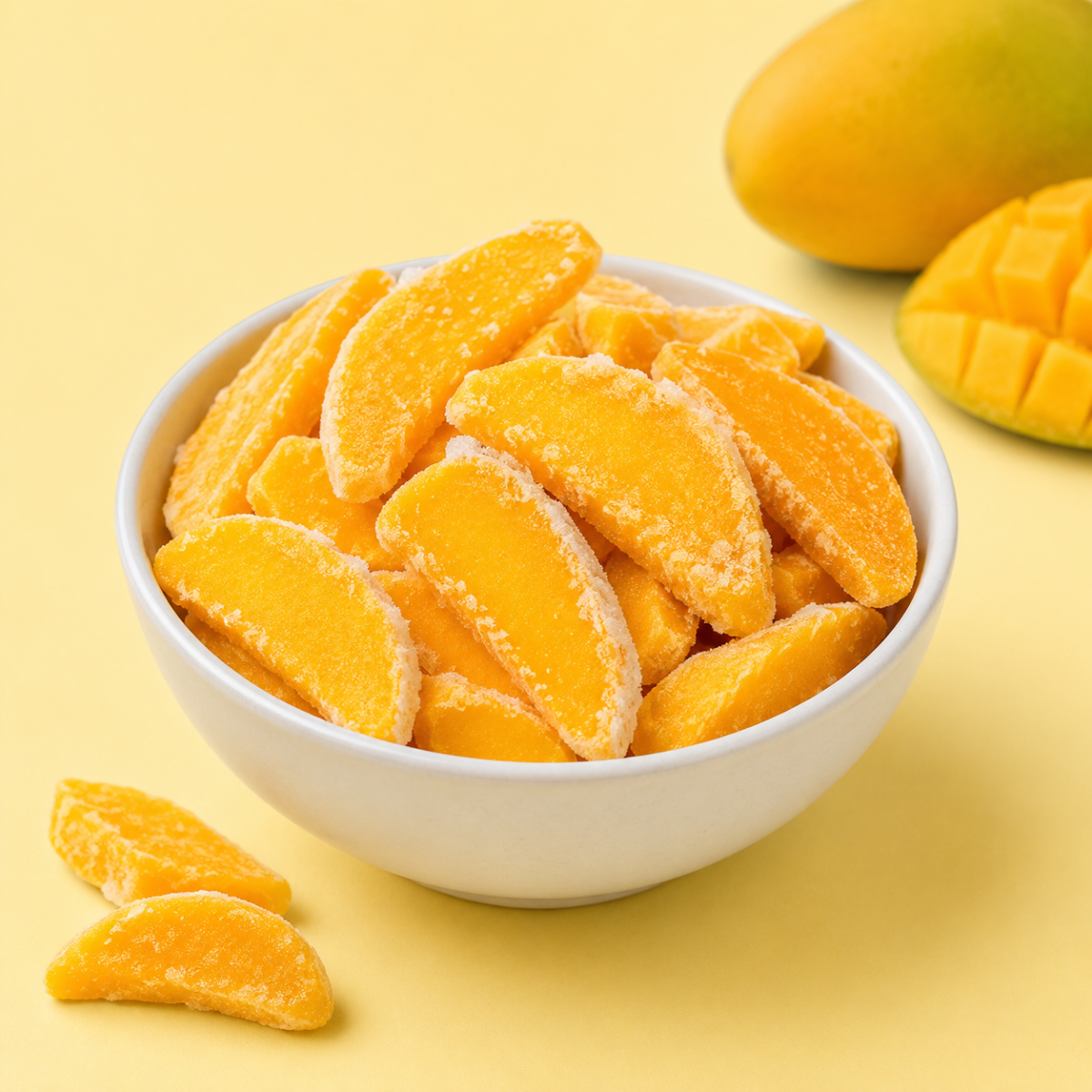 IQF Frozen Mango — Totapuri & Langra — placeholder artwork, product photography pending