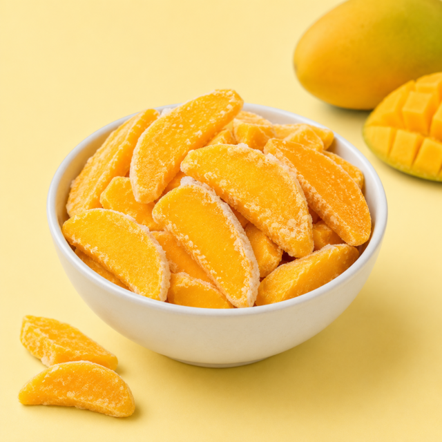 IQF Frozen Mango — Totapuri & Langra — placeholder artwork, product photography pending