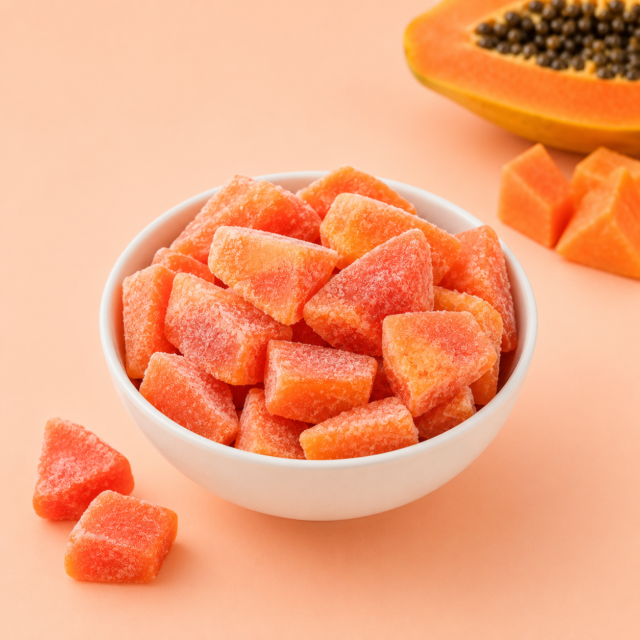 IQF Frozen Papaya — Red Lady & Coorg Honeydew — placeholder artwork, product photography pending