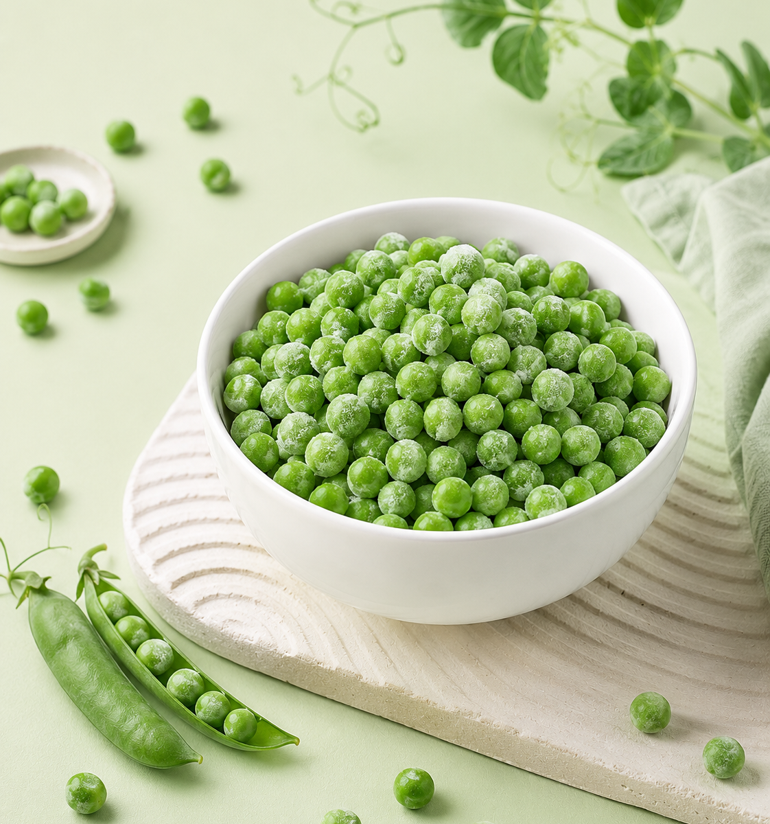 IQF Green Peas — placeholder artwork, product photography pending