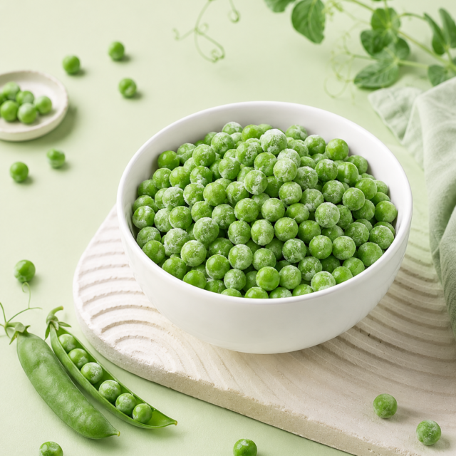 IQF Green Peas — placeholder artwork, product photography pending