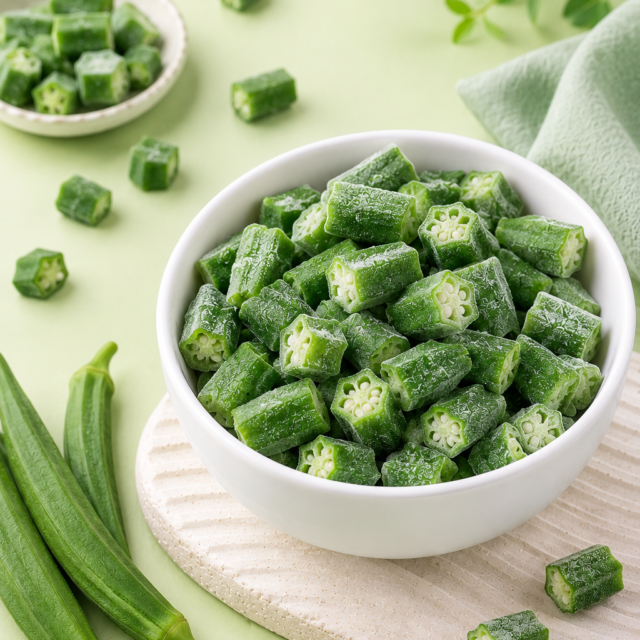 IQF Okra (Bhindi) — placeholder artwork, product photography pending