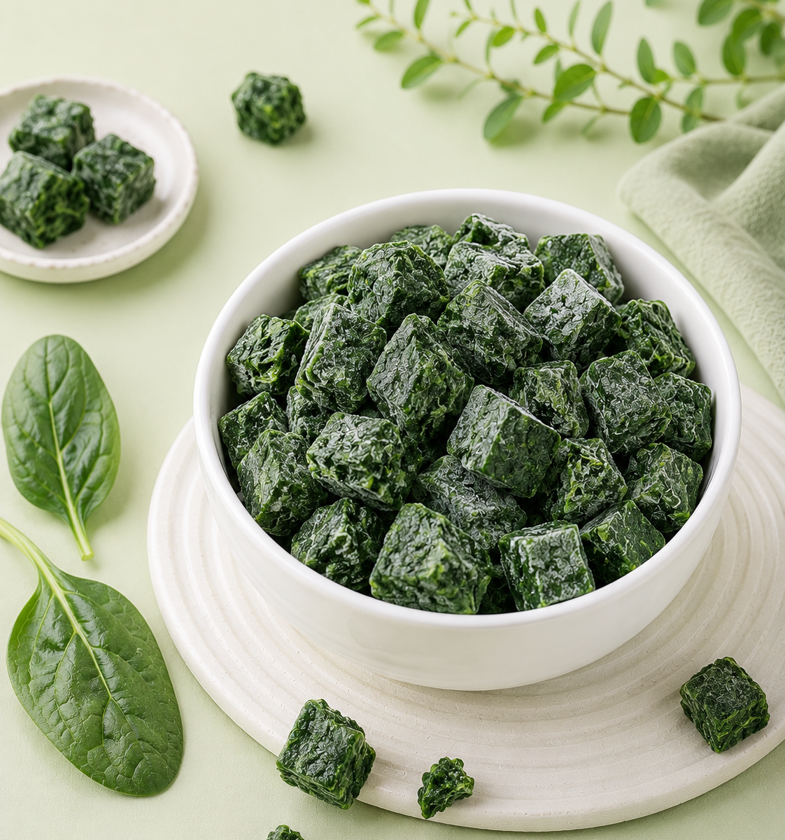 IQF Spinach (Palak) — placeholder artwork, product photography pending