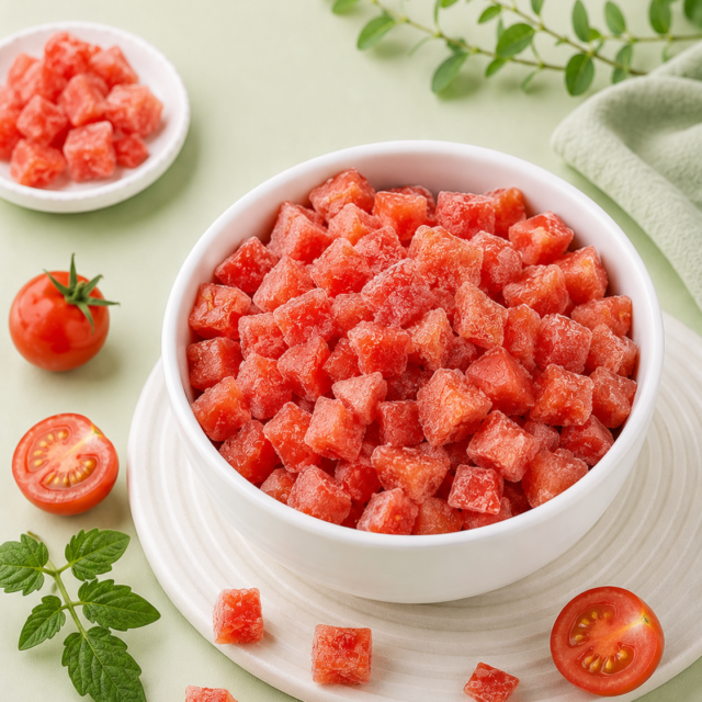 IQF Tomato — Cubes & Slices — placeholder artwork, product photography pending